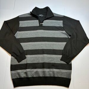 Marx & Dutch Collection Mens Gray Black & White 1/4 Zip Sweater Sz 3X NWT
